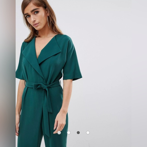 ASOS DESIGN Petite Wrap Jumpsuit With Self Belt - Picture 4 of 9